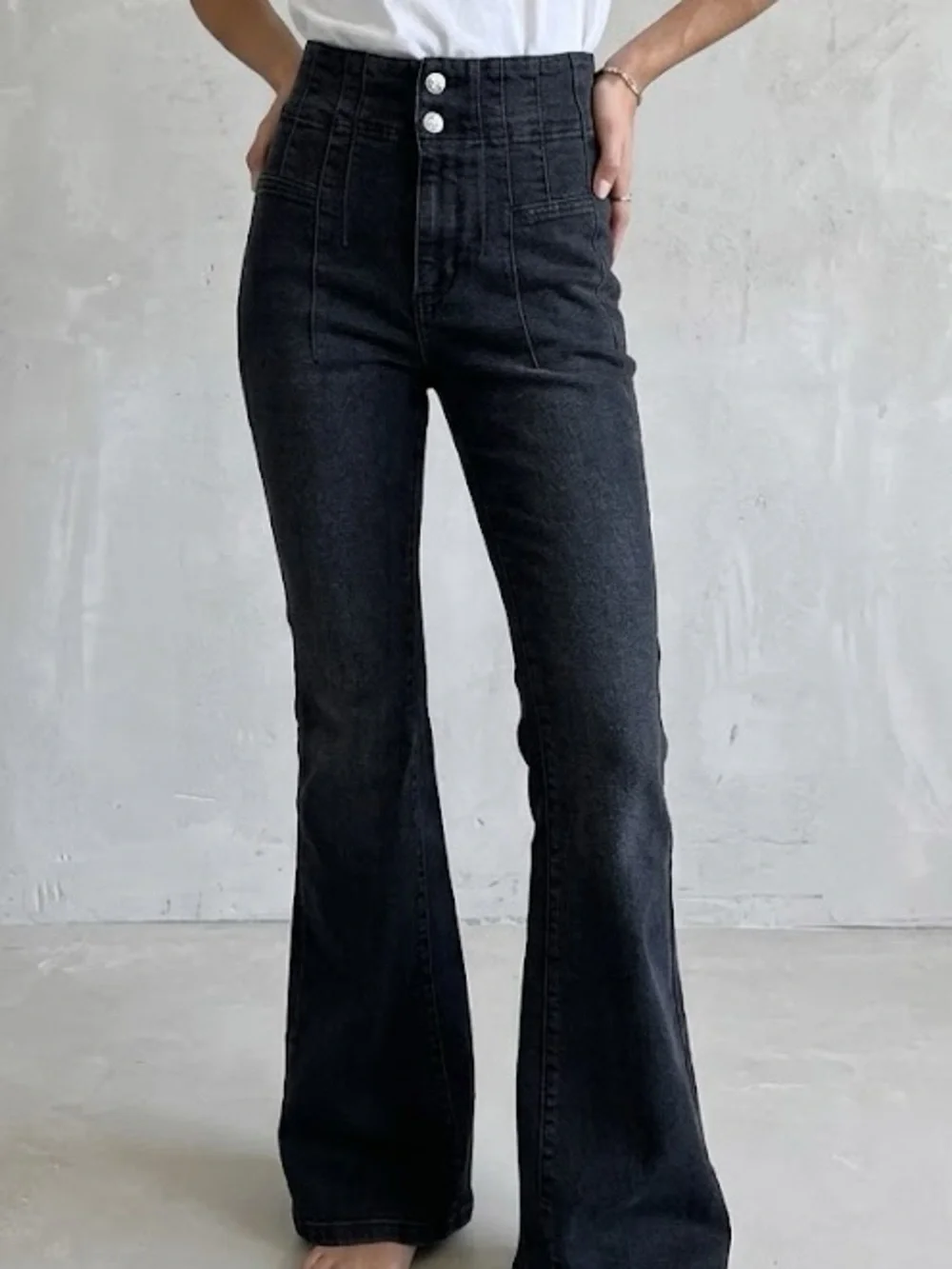 Free People Black Ultra High Flare Jean 25